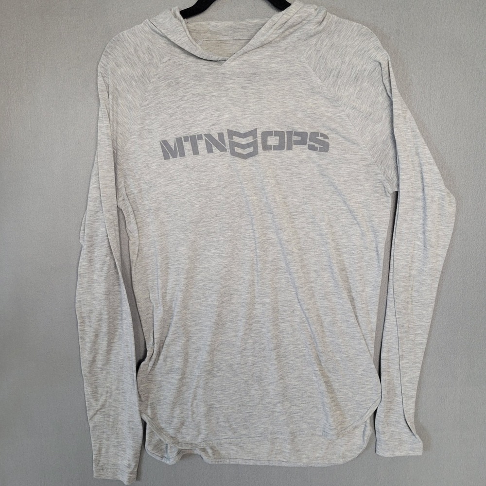 MTN OPS Gray Hooded Long Sleeve Graphic Shirt H212 Mens Medium - Picture 2 of 9